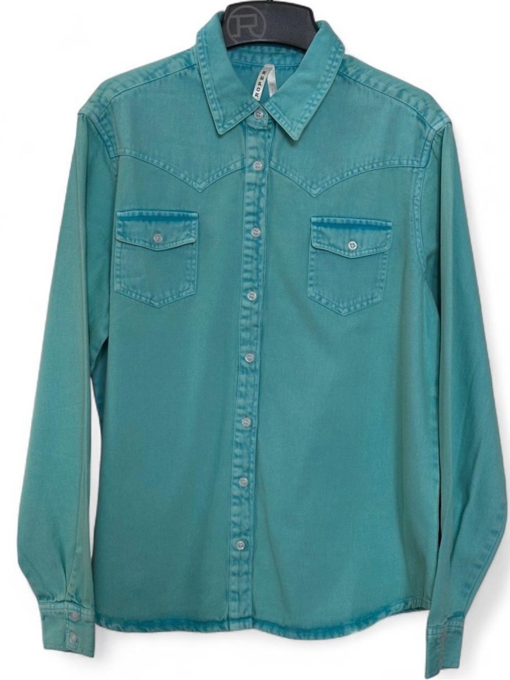 Roper Turquoise Denim Western Pearl Snap Shirt Women's XL Long Sleeve Rodeo